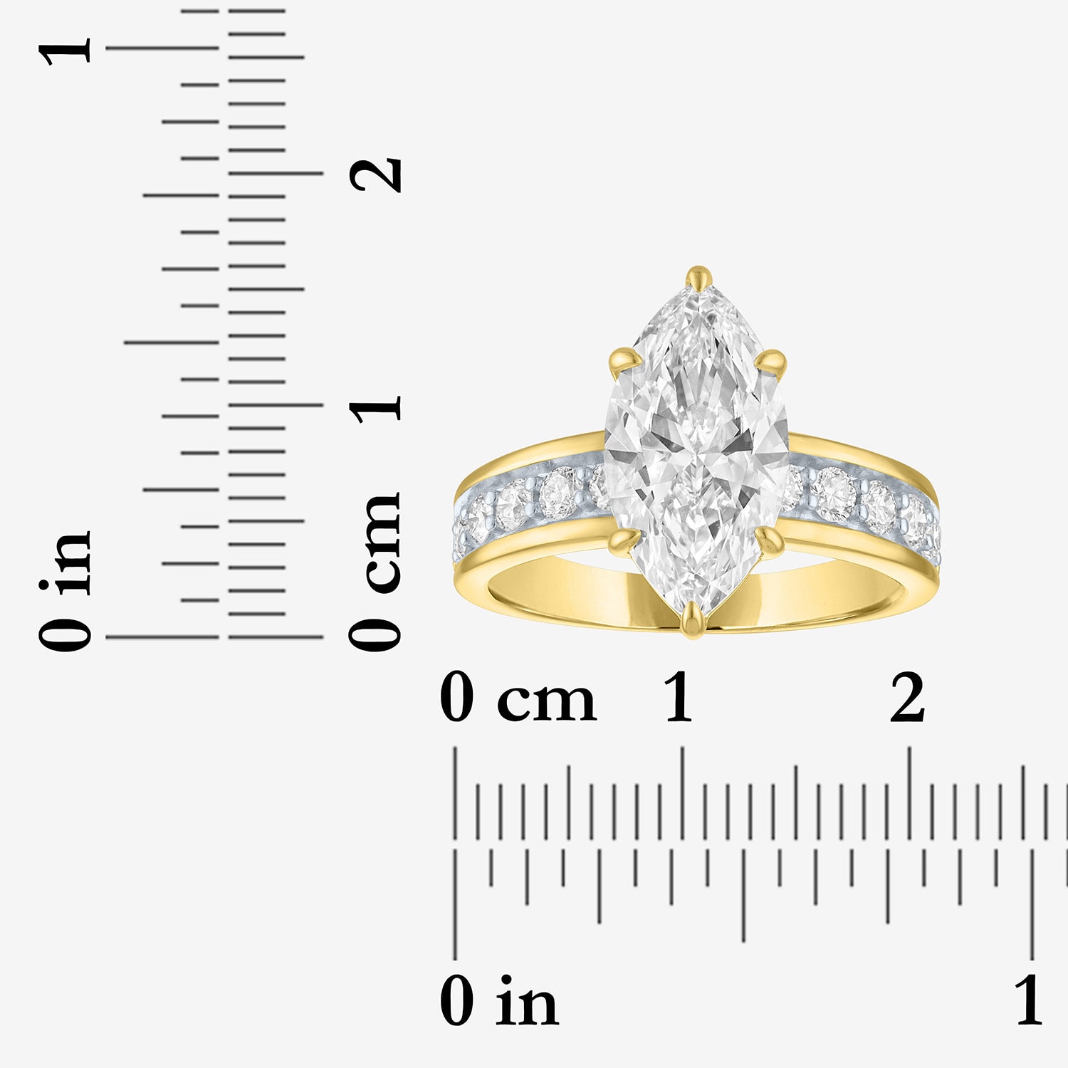 Bridal Addiction (E-F / Vs1-Vs2) Womens 3 1/2 CT. T.W Lab Grown White Diamond 10K Gold Marquise Side Stone Engagement Ring