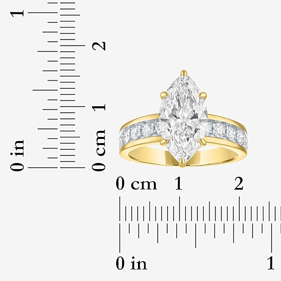 Bridal Addiction (E-F / Vs1-Vs2) Womens 3 1/2 CT. T.W Lab Grown White Diamond 10K Gold Marquise Side Stone Engagement Ring