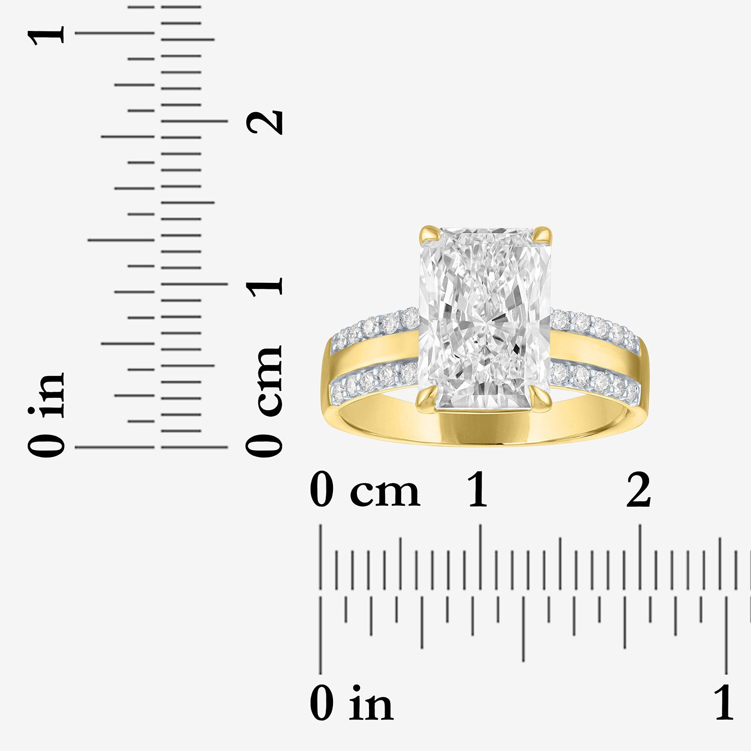 Bridal Addiction (E-F / Vs1-Vs2) Womens 4 /4 CT. T.W. Lab Grown White Diamond 14K Gold Rectangular Side Stone Engagement Ring