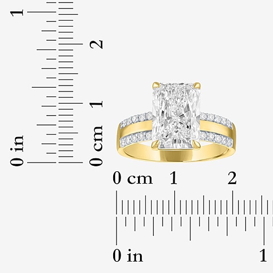 Bridal Addiction (E-F / Vs1-Vs2) Womens 4 1/4 CT. T.W. Lab Grown White Diamond 14K Gold Rectangular Side Stone Engagement Ring