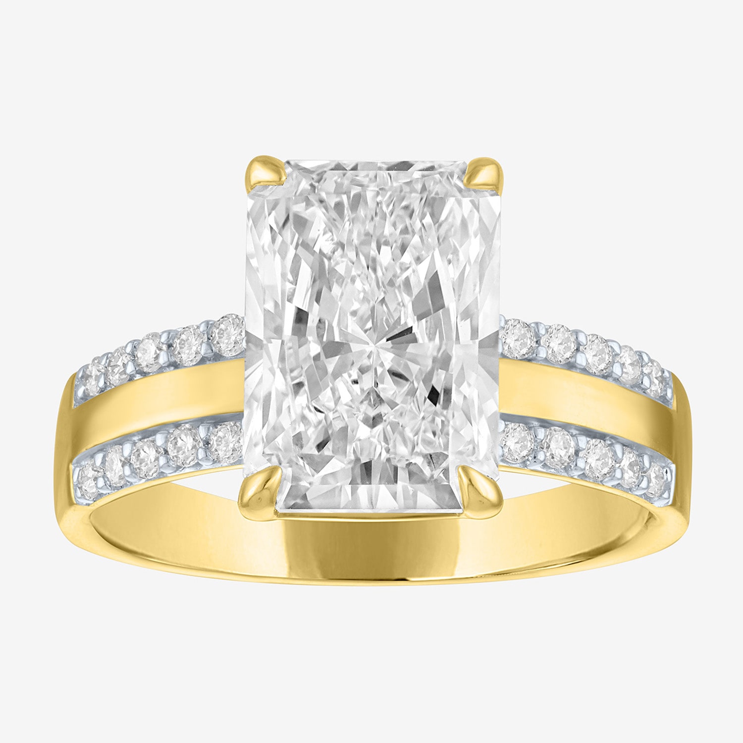 Bridal Addiction (E-F / Vs1-Vs2) Womens 4 /4 CT. T.W. Lab Grown White Diamond 14K Gold Rectangular Side Stone Engagement Ring