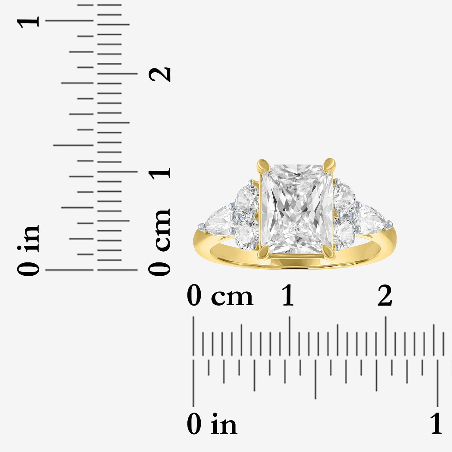 Bridal Addiction (E-F / Vs1-Vs2) Womens 4 CT. T.W. Lab Grown White Diamond 14K Gold Rectangular Side Stone Engagement Ring