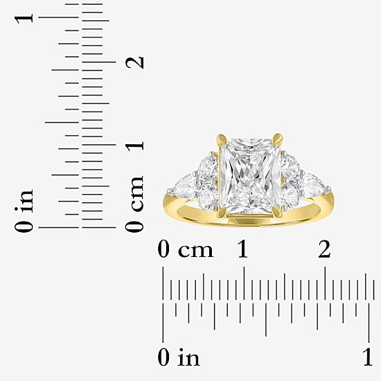 Bridal Addiction (E-F / Vs1-Vs2) Womens 4 CT. T.W. Lab Grown White Diamond 14K Gold Rectangular Side Stone Engagement Ring