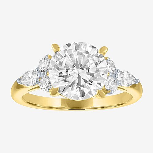 Modern Bride Bridal Addiction (e-f / Vs1-vs2) Womens 3 Ct. T.w. Lab Grown White Diamond 14k Gold Round Side Stone In Yellow