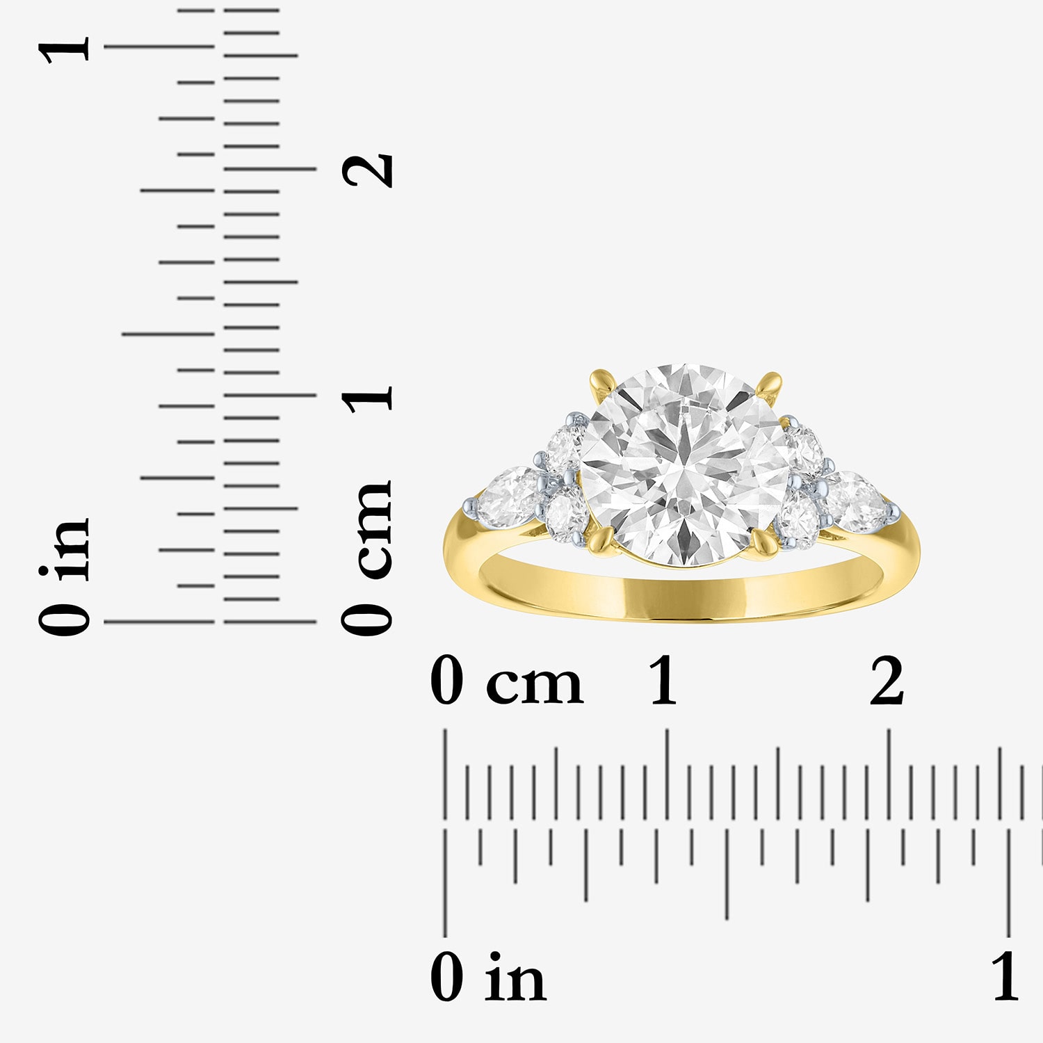 Bridal Addiction (E-F / Vs1-Vs2) Womens 3 CT. T.W. Lab Grown White Diamond 14K Gold Round Side Stone Engagement Ring