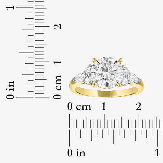 Bridal Addiction (E-F / Vs1-Vs2) Womens 3 CT. T.W. Lab Grown White Diamond 14K Gold Round Side Stone Engagement Ring