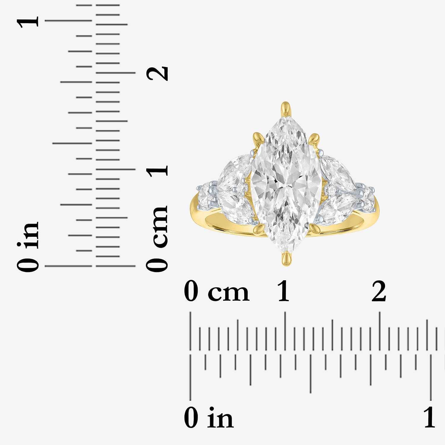 Bridal Addiction (E-F / Vs1-Vs2) Womens 4 CT. T.W. Lab Grown White Diamond 14K Gold Marquise Side Stone Engagement Ring