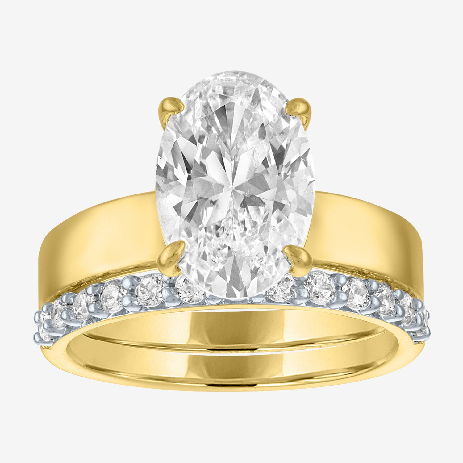 Bridal Addiction (E-F / Vs1-Vs2) Womens 3 1/3 Ct. T.W. Lab Grown White Diamond 10K Gold Oval Solitaire Set