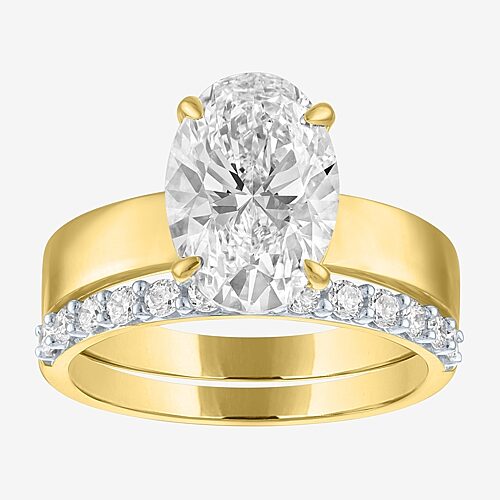 Bridal Addiction (E-F / Vs1-Vs2) Womens 3 1/3 Ct. T.W. Lab Grown White Diamond 10K Gold Oval Solitaire Bridal Set, 8, Yellow