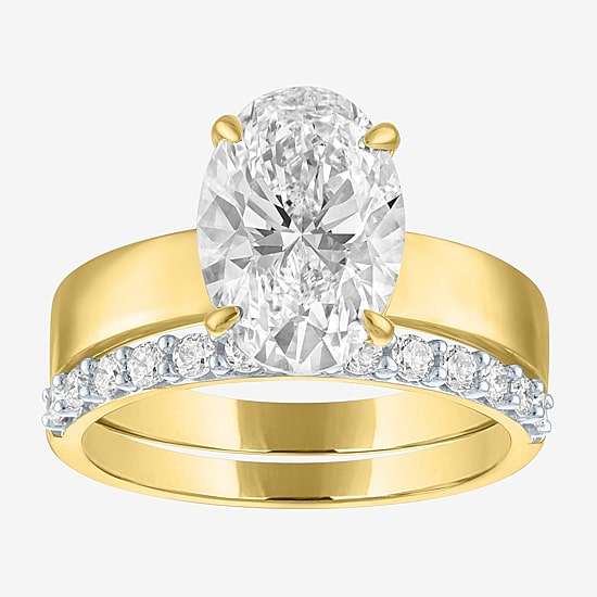 Bridal Addiction (E-F / Vs1-Vs2) Womens 3 1/3 Ct. T.W. Lab Grown White Diamond 10K Gold Oval Solitaire Bridal Set