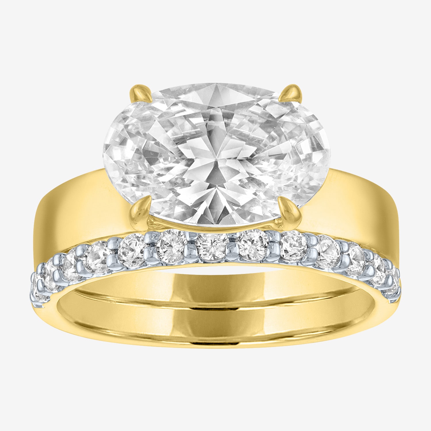 Bridal Addiction (E-F / Vs1-Vs2) Womens 3 1/3 Ct. T.W. Lab Grown White Diamond 10K Gold Oval Solitaire Ring Set