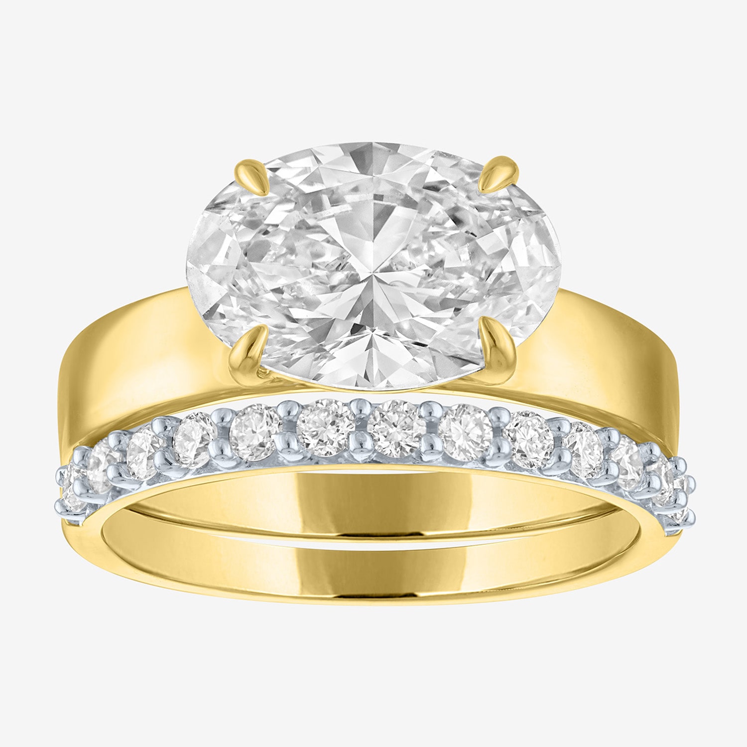 Bridal Addiction (E-F / Vs1-Vs2) Womens 3 1/3 Ct. T.W. Lab Grown White Diamond 10K Gold Oval Solitaire Set