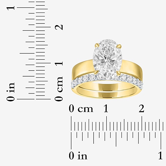 Bridal Addiction (E-F / Vs1-Vs2) Womens 3 1/3 Ct. T.W. Lab Grown White Diamond 10K Gold Oval Solitaire Bridal Set