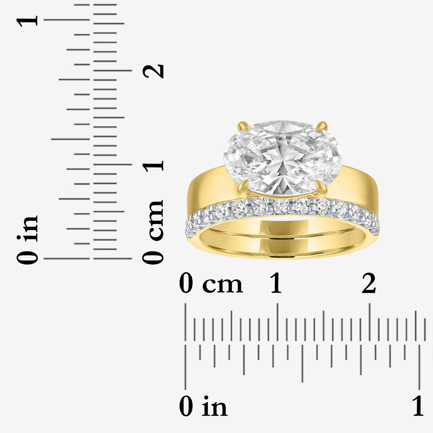 Bridal Addiction (E-F / Vs1-Vs2) Womens 3 1/3 Ct. T.W. Lab Grown White Diamond 10K Gold Oval Solitaire Ring Set