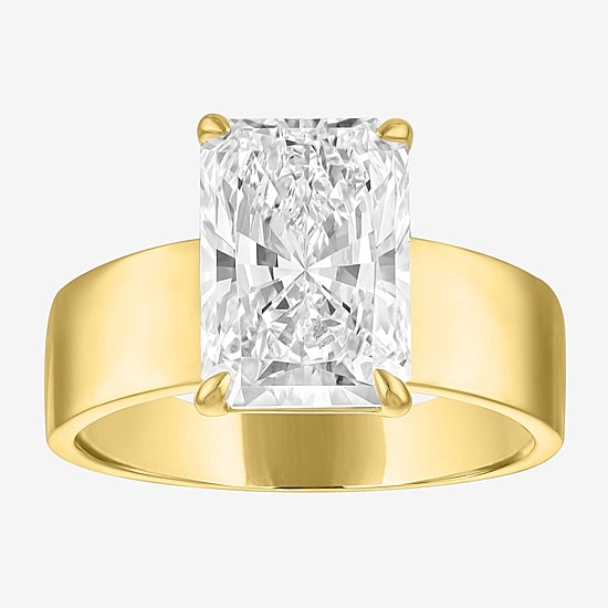 Bridal Addiction (E-F / Vs1-Vs2) Womens 4 CT. Lab Grown White Diamond 14K Gold Rectangular Solitaire Engagement Ring