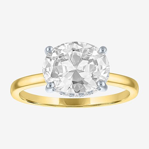 Modern Bride Bridal Addiction (e-f / Vs1-vs2) Womens 4 1/7 Ct. T.w. Lab Grown White Diamond 14k Gold Oval Engagem In Yellow