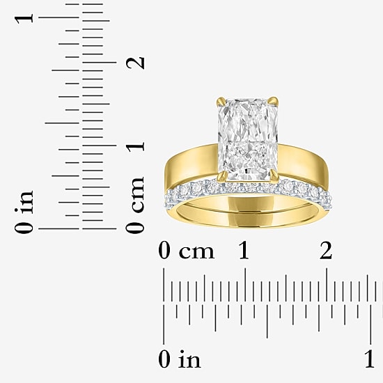 Bridal Addiction (E-F / Vs1-Vs2) Womens 3 1/3 Ct. T.W. Lab Grown White Diamond 10K Gold Rectangular Solitaire Bridal Set