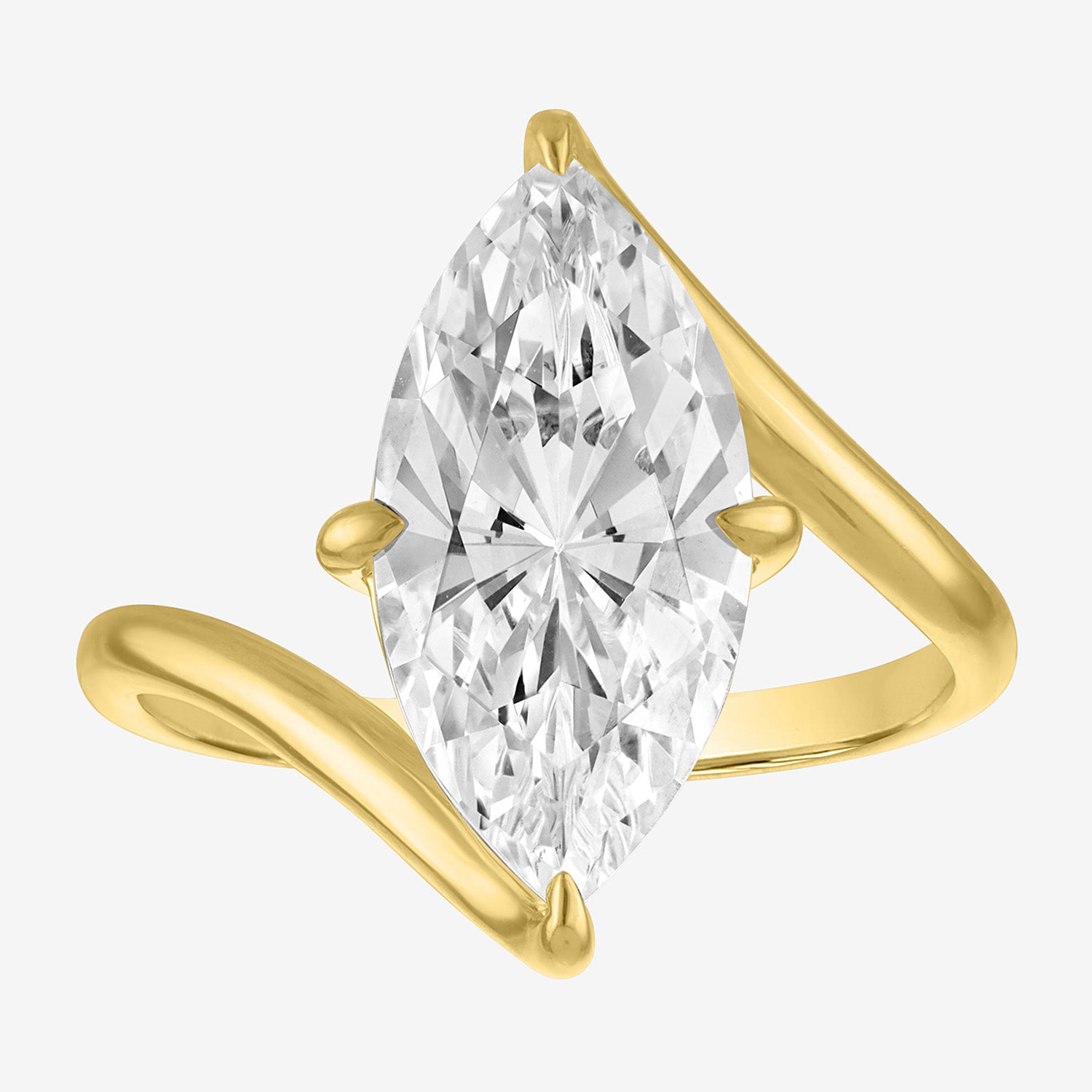 Bridal Addiction (E-F / Vs1-Vs2) Womens 4 CT. Lab Grown White Diamond 14K Gold Marquise Solitaire Engagement Ring