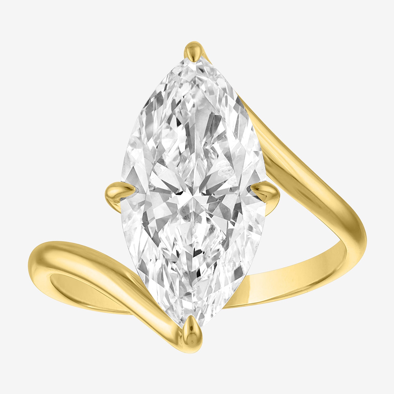 Bridal Addiction (E-F / Vs1-Vs2) Womens 4 CT. Lab Grown White Diamond 14K Gold Marquise Solitaire Engagement Ring