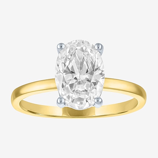 Bridal Addiction (E-F / Vs1-Vs2) Womens 3 1/6 Ct. T.W. Lab Grown White Diamond 14K Gold Oval Solitaire Engagement Ring