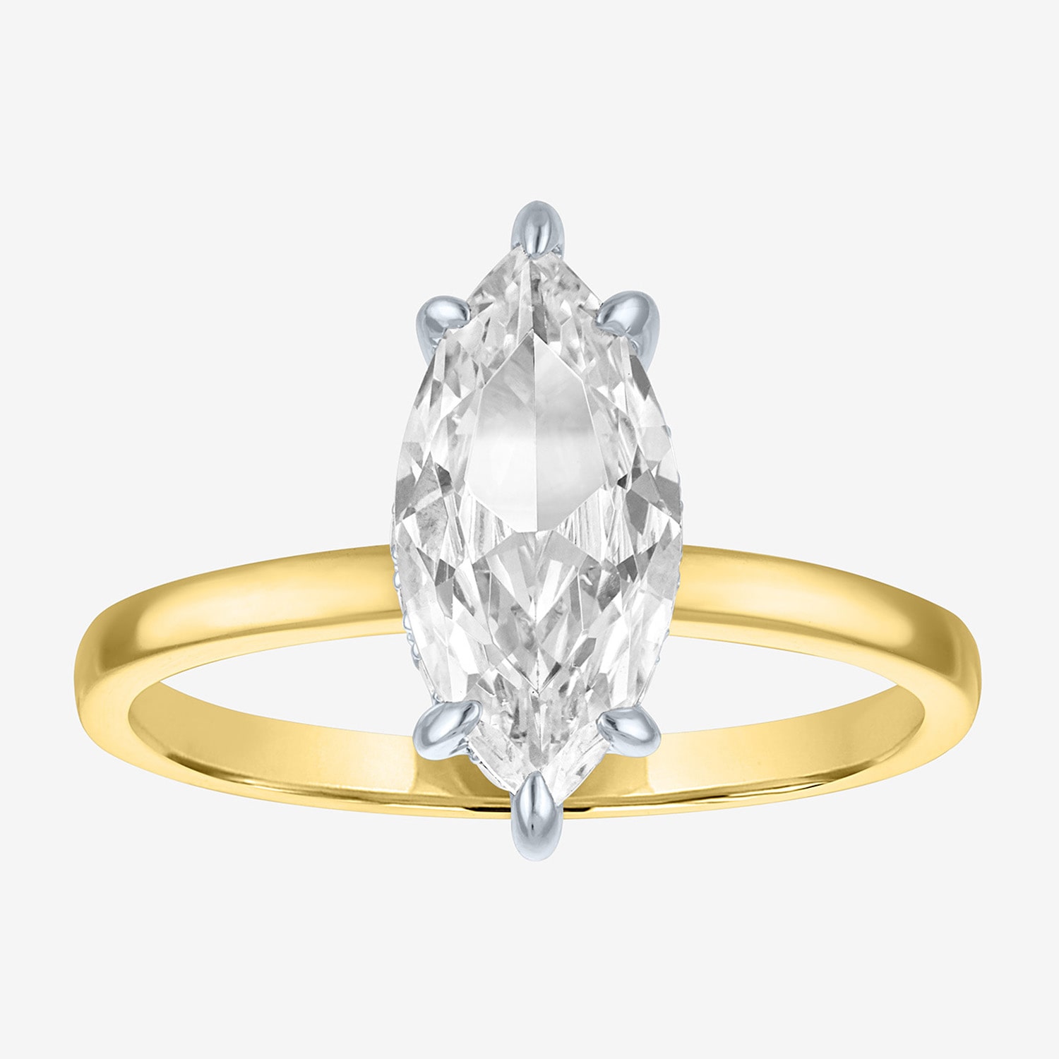 Bridal Addiction (E-F / Vs1-Vs2) Womens 1/ Ct. T.W. Lab Grown White Diamond 14K Gold Marquise Solitaire Engagement Ring