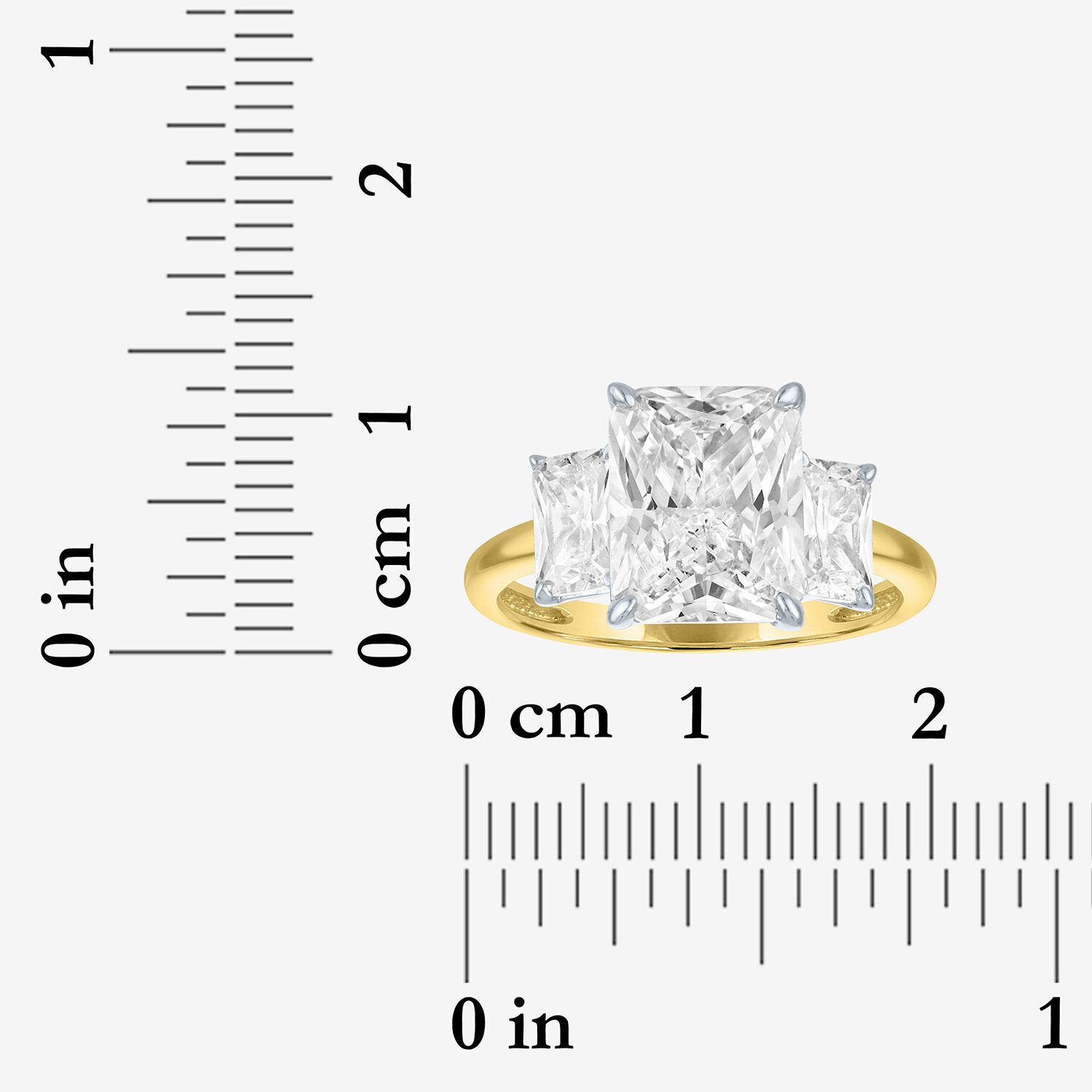 Bridal Addiction (E-F / Vs1-Vs2) Womens 4 CT. T.W. Lab Grown White Diamond 14K Gold Rectangular Side Stone -Stone Engagement Ring