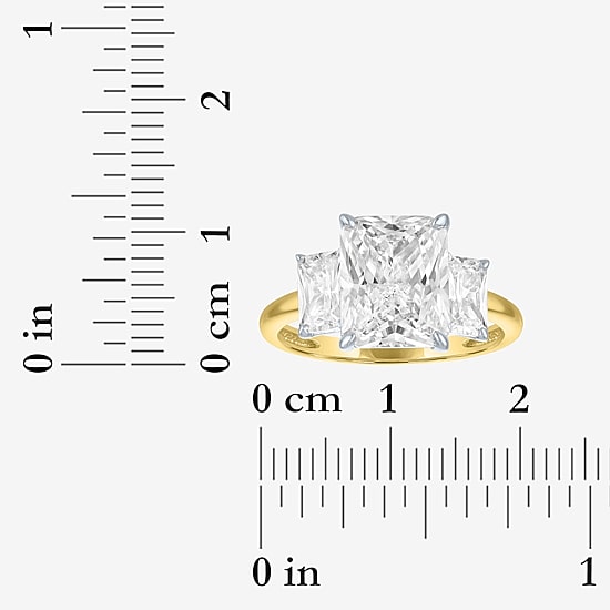 Bridal Addiction (E-F / Vs1-Vs2) Womens 4 CT. T.W. Lab Grown White Diamond 14K Gold Rectangular Side Stone 3-Stone Engagement Ring