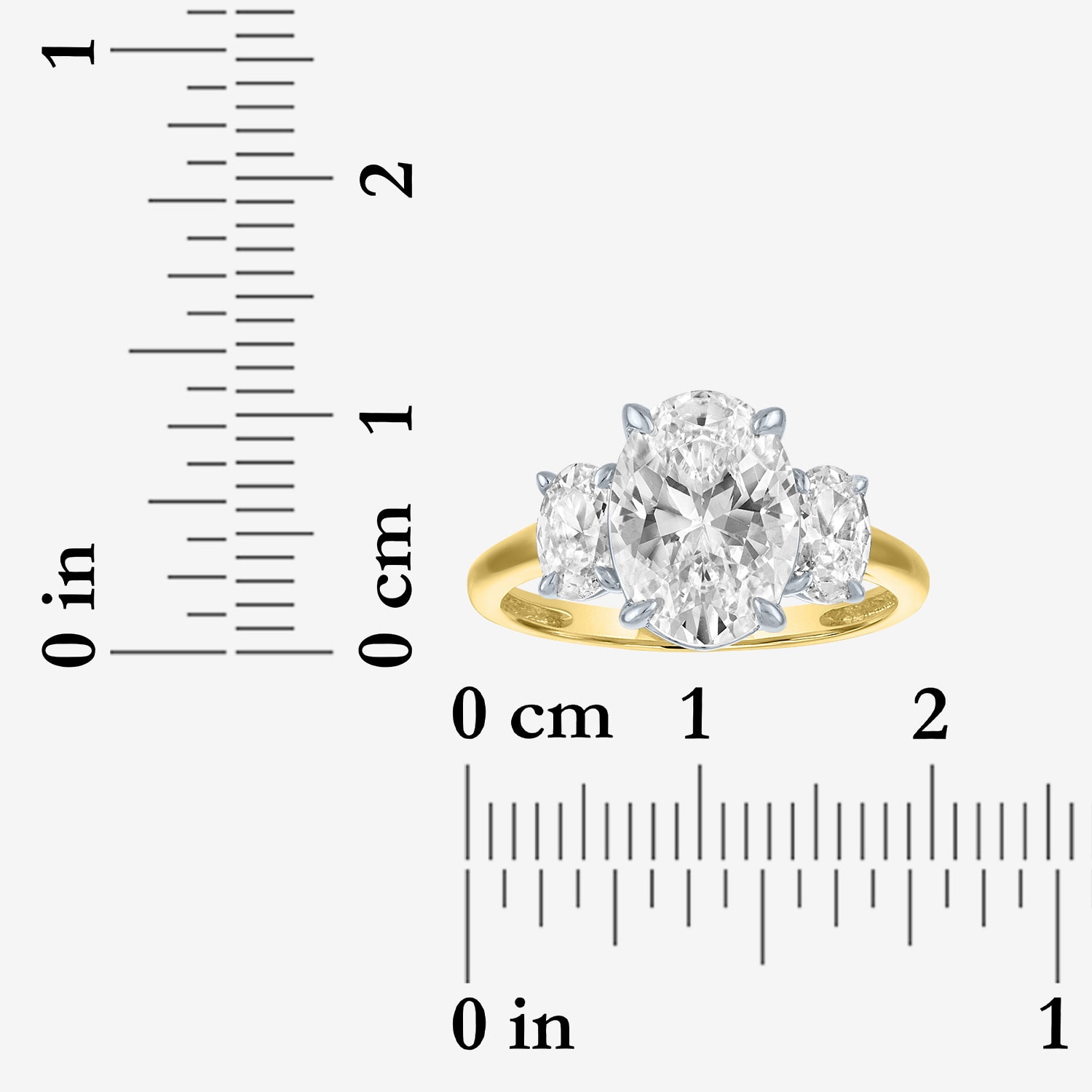 Bridal Addiction (E-F / Vs1-Vs2) Womens 4 CT. T.W. Lab Grown White Diamond 14K Gold Oval Side Stone 3-Stone Engagement Ring
