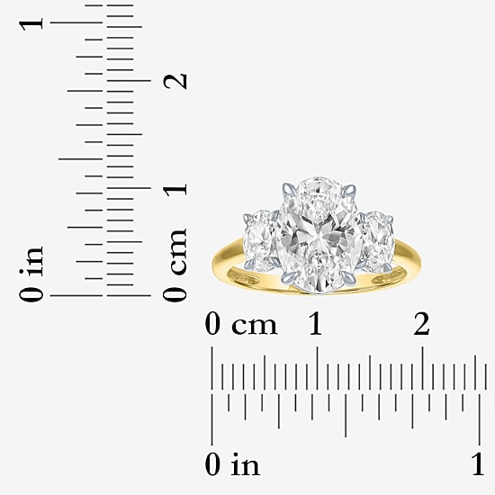 Bridal Addiction (E-F / Vs1-Vs2) Womens 4 CT. T.W. Lab Grown White Diamond 14K Gold Oval Side Stone 3-Stone Engagement Ring