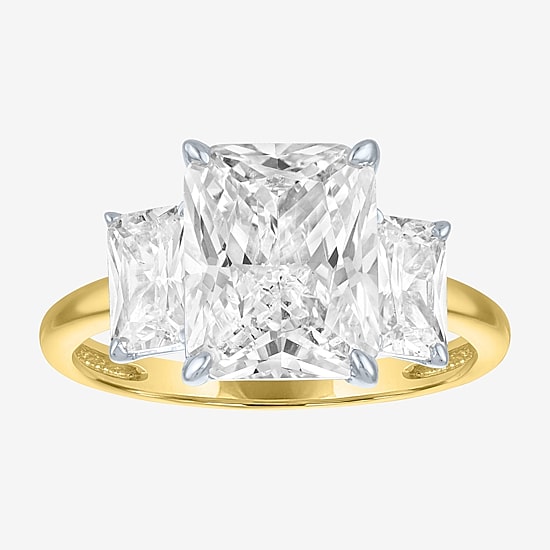 Bridal Addiction (E-F / Vs1-Vs2) Womens 4 CT. T.W. Lab Grown White Diamond 14K Gold Rectangular Side Stone 3-Stone Engagement Ring