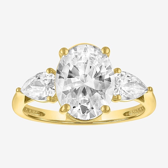 Bridal Addiction (E-F / Vs1-Vs2) Womens 4 CT. T.W. Lab Grown White Diamond 14K Gold Oval Side Stone 3-Stone Engagement Ring
