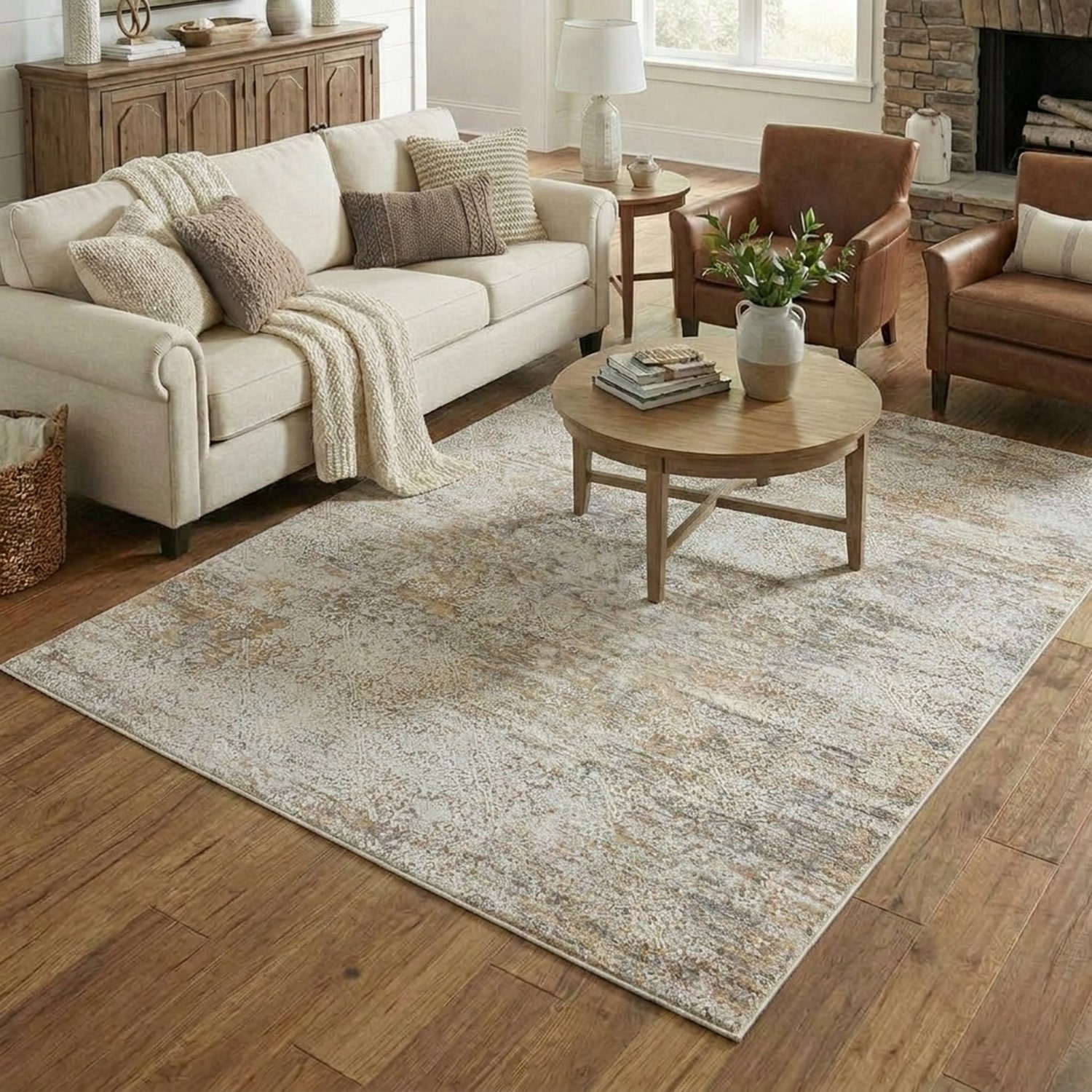 LR Home Willow Damask Indoor Rectangular Area Rug