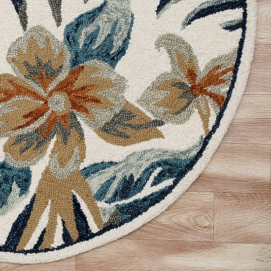 LR HOME Sindy Tropical Indoor Round Area Rug