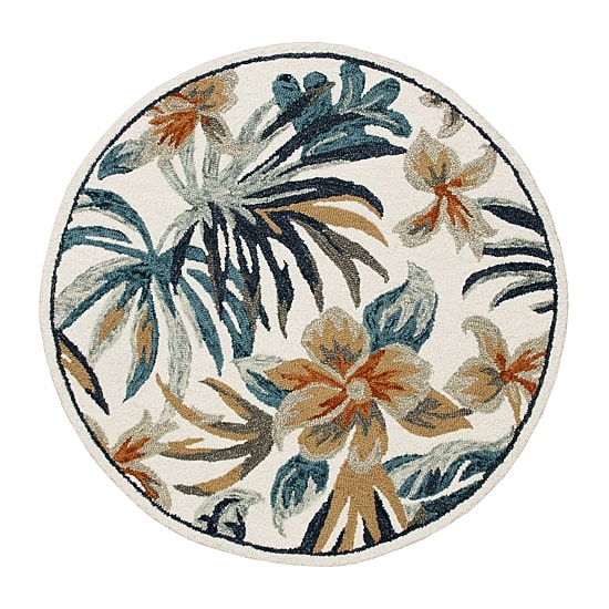 LR HOME Sindy Tropical Indoor Round Area Rug