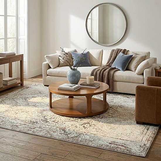 LR Home Antoine Damask Indoor Rectangular Area Rug