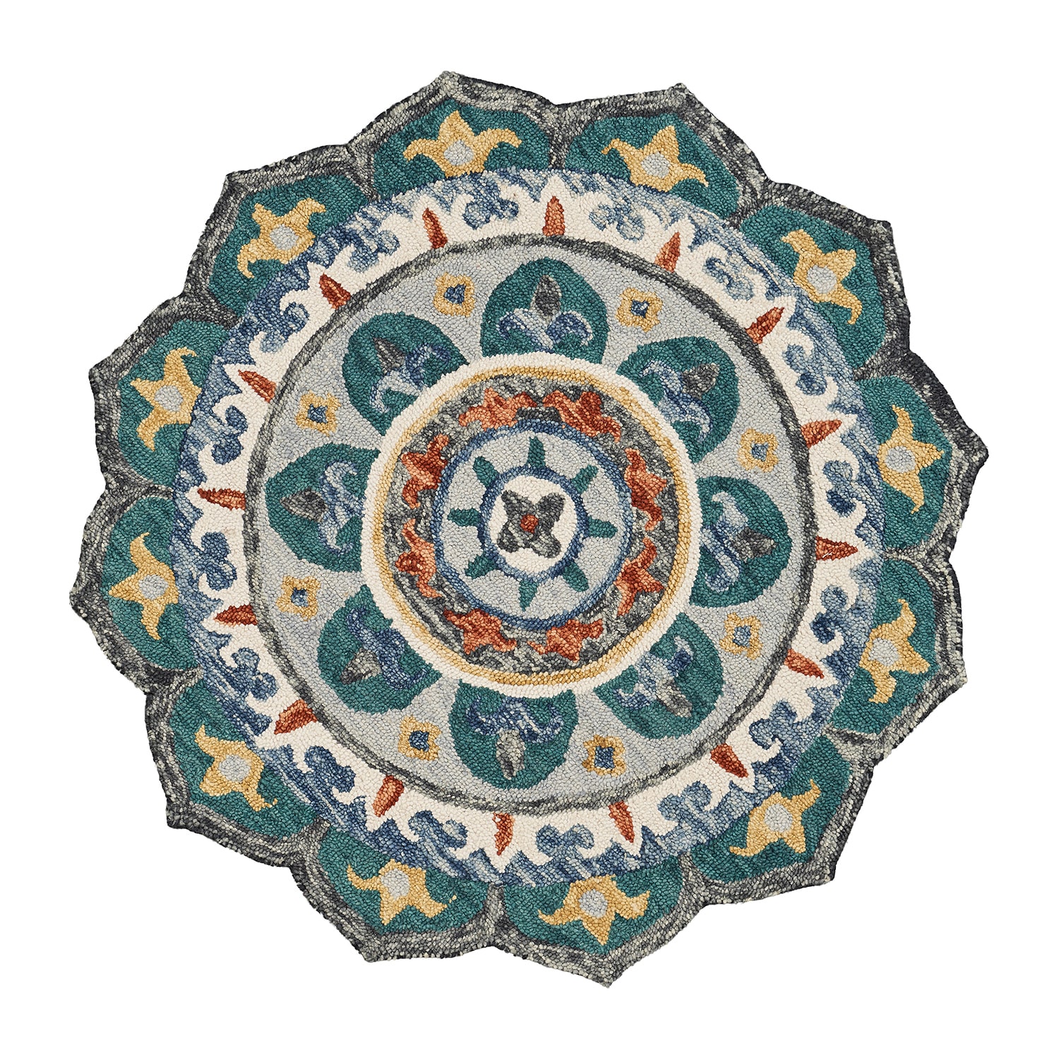 LR Home Sindy Floral Hand Tufted Indoor Round Area Rug