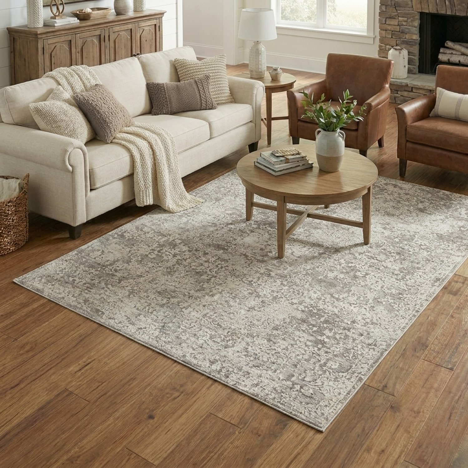 LR Home Willow Bordered Indoor Rectangular Area Rug