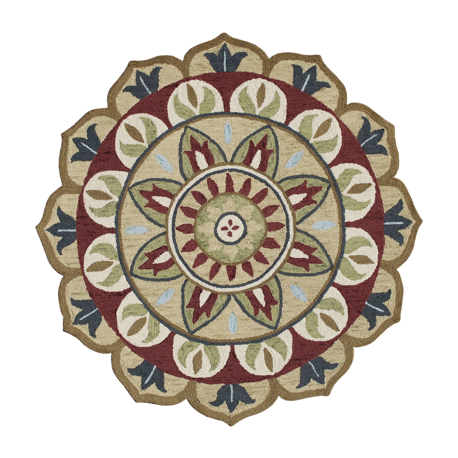 LR Home Daisy Medallion Hand Tufted Indoor Round Area Rug