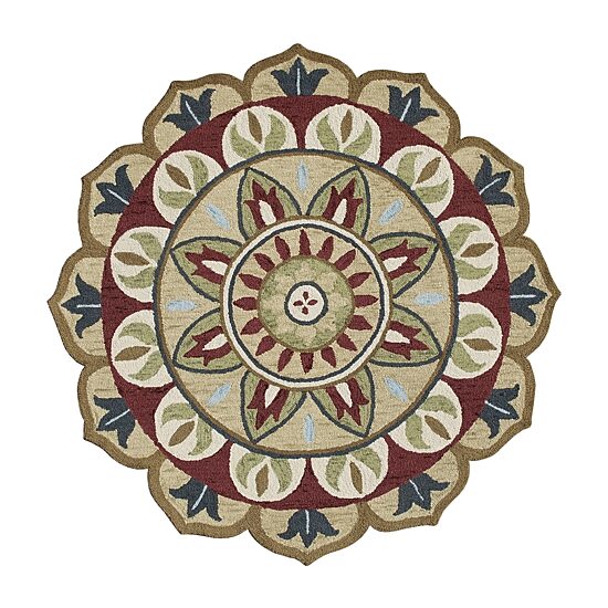 LR Home Daisy Medallion Hand Tufted Indoor Round Area Rug