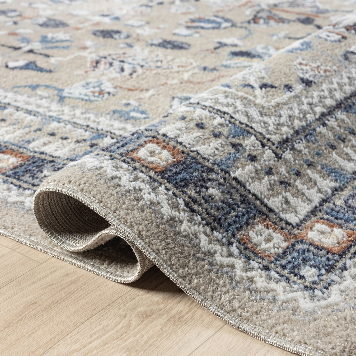 LR Home Riley Floral Washable Indoor Rectangular Area Rug