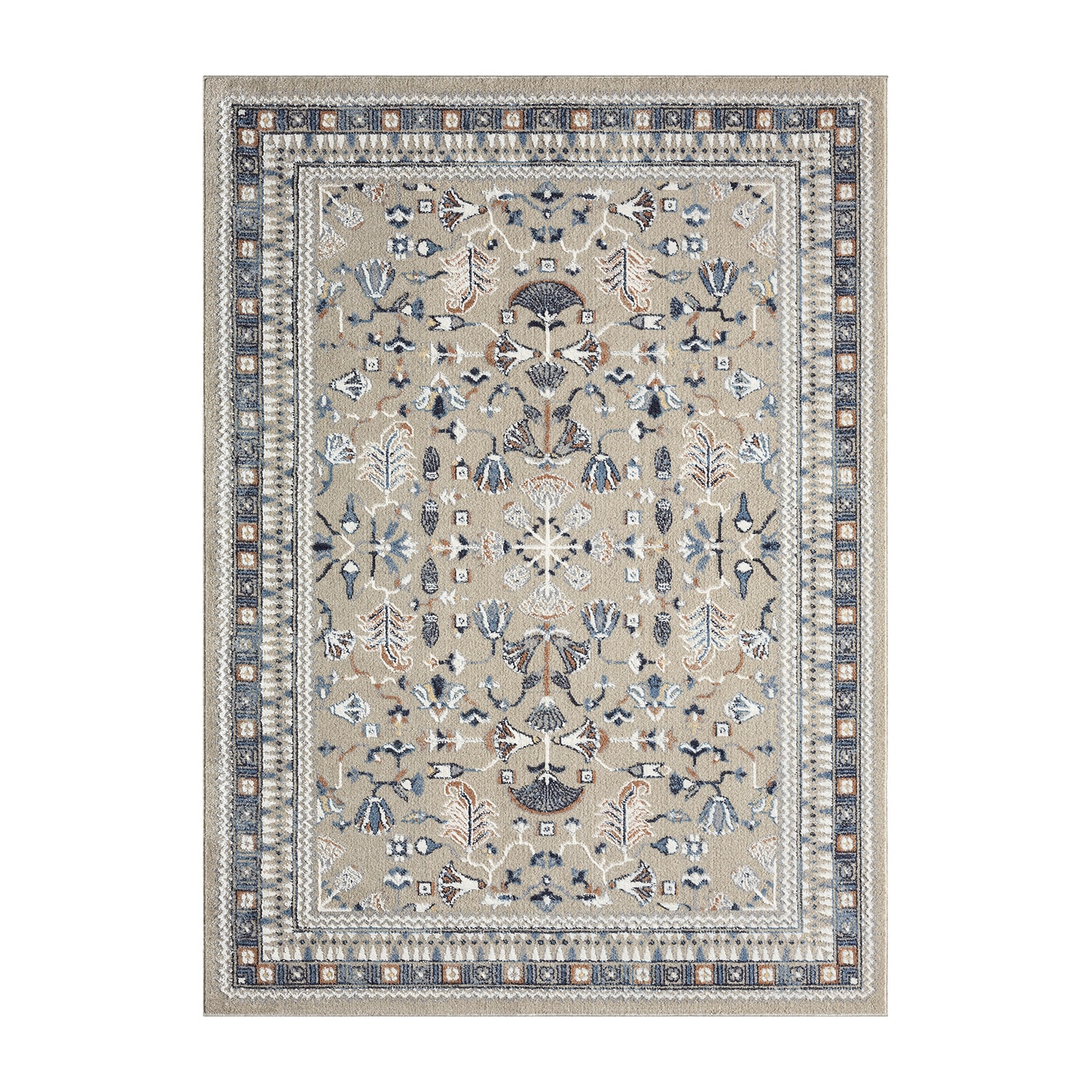 LR Home Riley Floral Washable Indoor Rectangular Area Rug