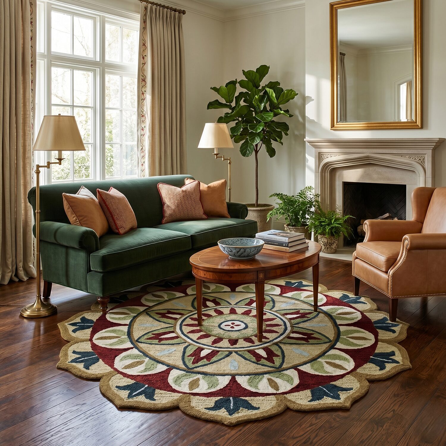 LR Home Daisy Medallion Hand Tufted Indoor Round Area Rug