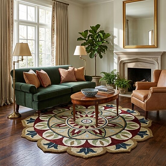 LR Home Daisy Medallion Hand Tufted Indoor Round Area Rug