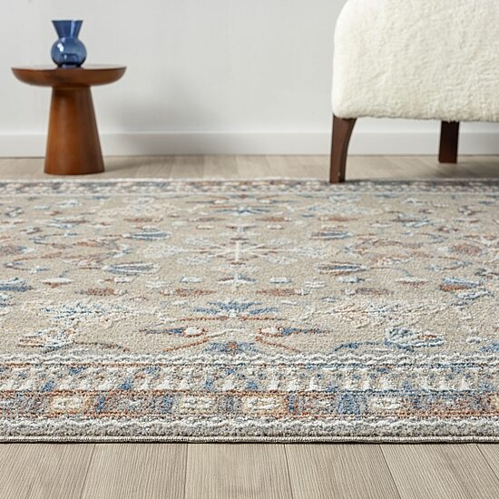 LR Home Riley Floral Washable Indoor Rectangular Area Rug