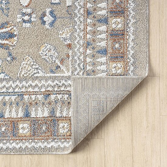 LR Home Riley Floral Washable Indoor Rectangular Area Rug