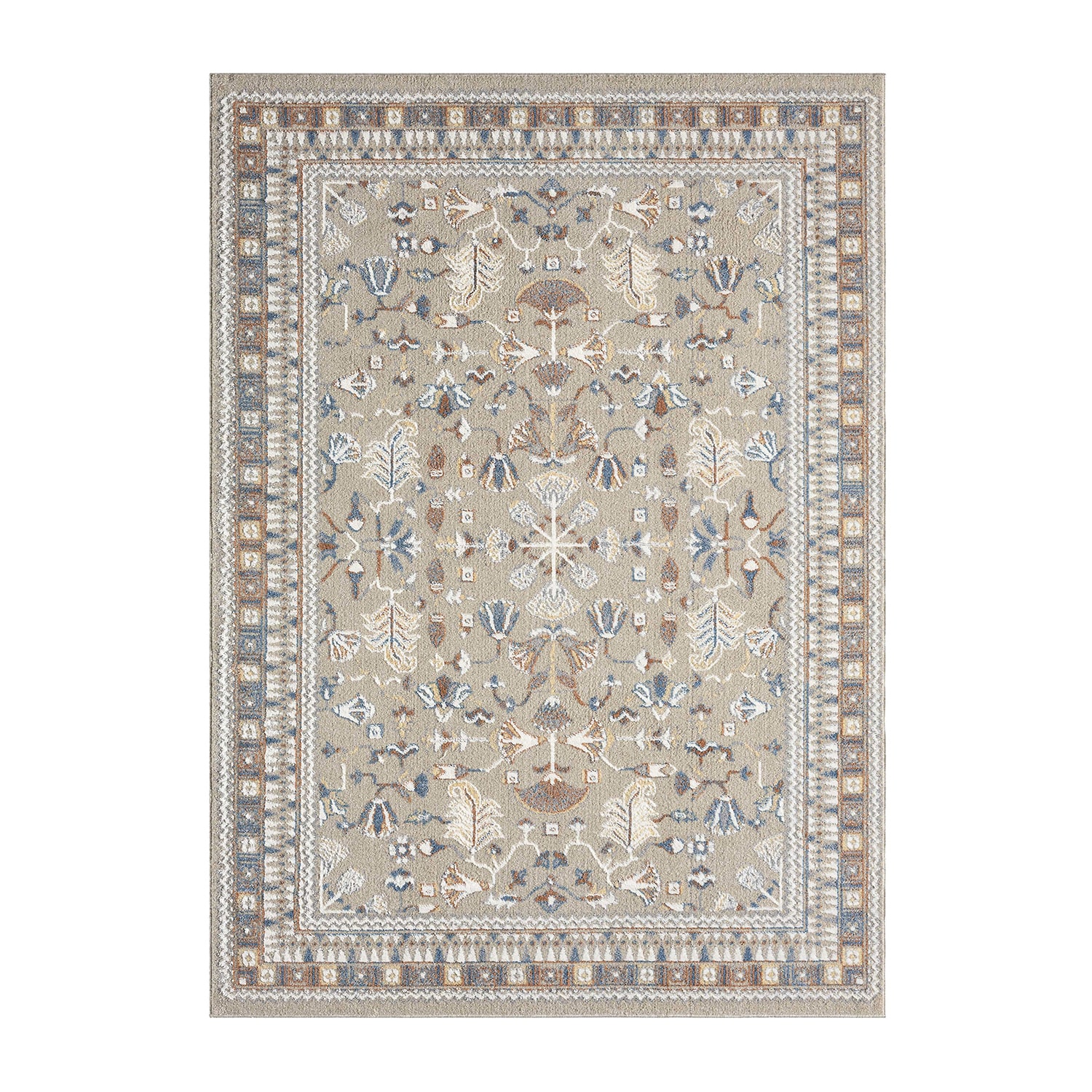 LR Home Riley Floral Washable Indoor Rectangular Area Rug