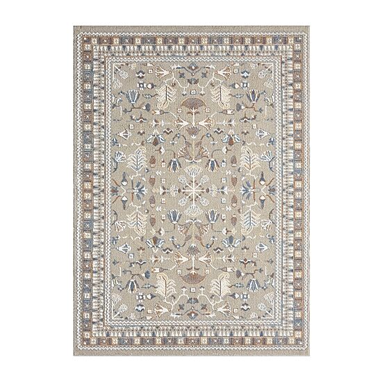 LR Home Riley Floral Washable Indoor Rectangular Area Rug