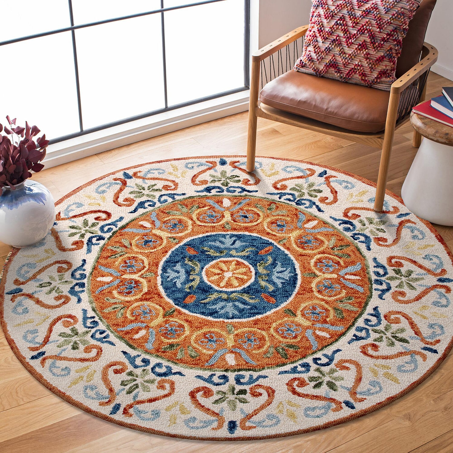 LR Home Sindy Medallion Hand Tufted Indoor Round Area Rug