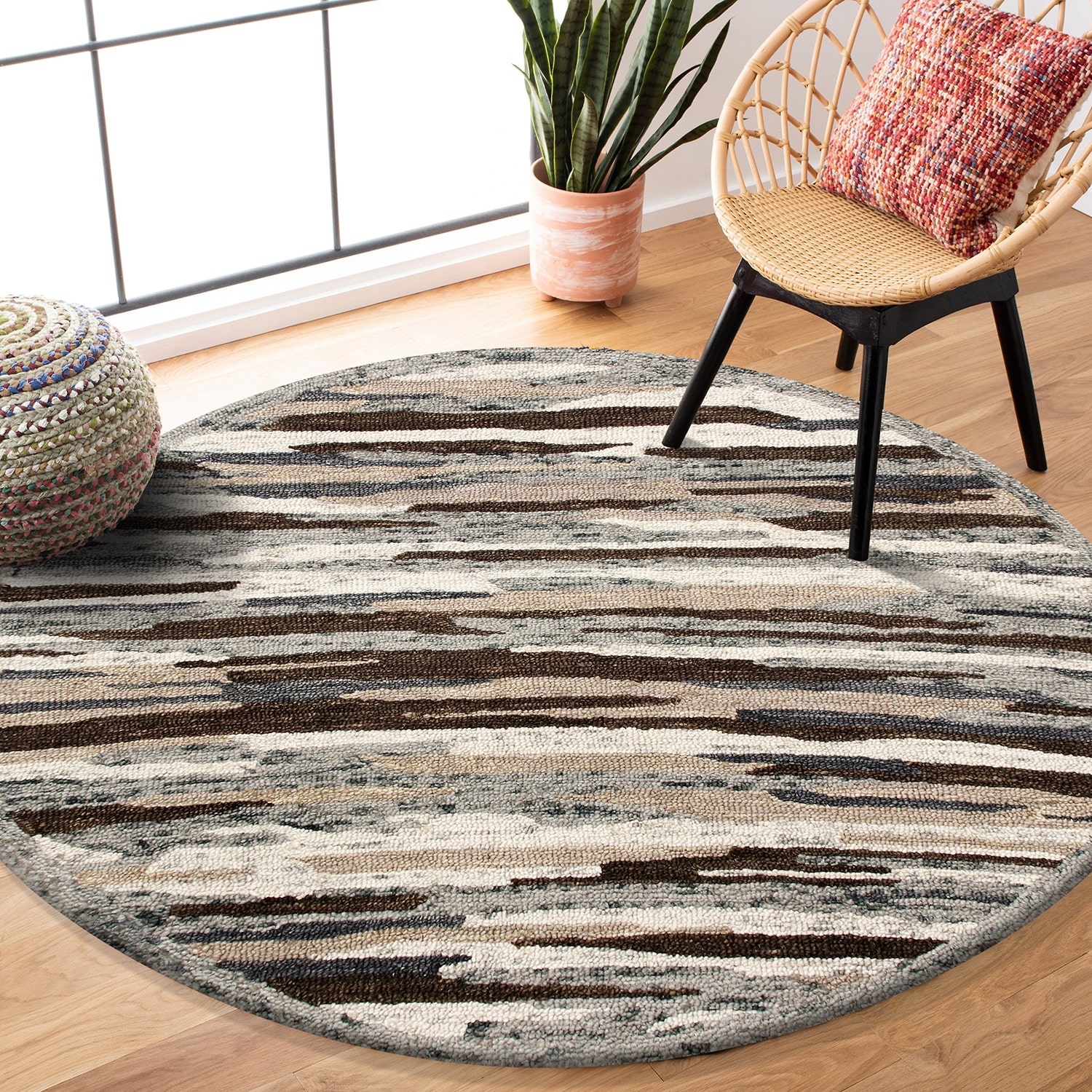 LR HOME Sindy Casual Indoor Round Area Rug