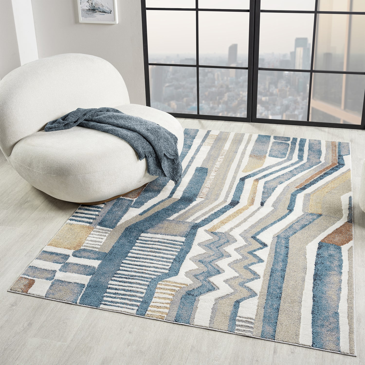 LR Home Riley Abstract Washable Indoor Rectangular Area Rug